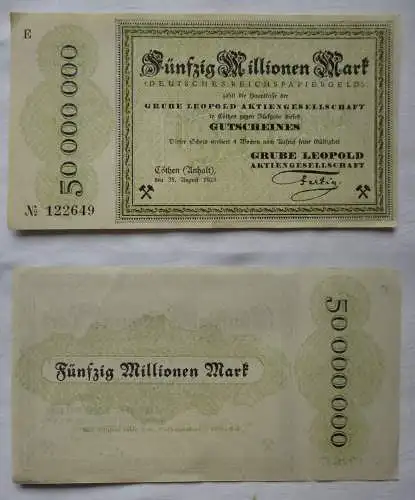 50 Millionen Mark Banknote Grube Leopold Cöthen Köthen Anhalt (155576)