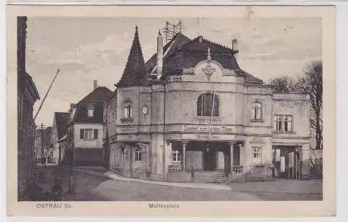 41108 Ak Ostrau - Moltkeplatz mit Gasthof zum "wilden Mann" 1926