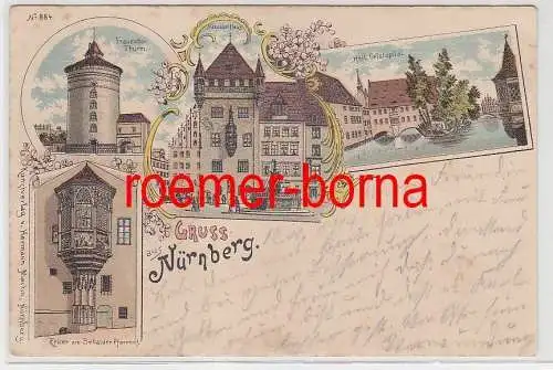 75197 Ak Lithografie Gruss aus Nürnberg Nassauer Haus usw. 1914
