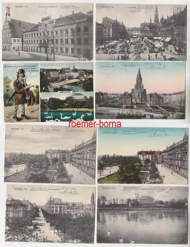74388 /  Ak Zwickau i.Sa. Römerplatz, Bahnhofstraße usw. um 1915