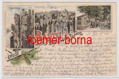 74649 Ak Lithografie Gruss von der Bastei Sächs. Schweiz Hotel 1896