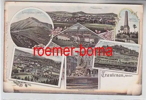 69724 Ak Lithografie Trautenau Böhmen Flachsspinnerei usw. um 1900