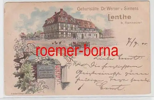 73413 Ak Lithografie Lenthe b. Hannover Geburtsstätte Dr. Werner v. Siemens 1900