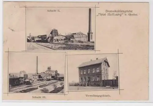 95329 Mehrbild Ak Braunkohlengrube "Neue Hoffnung" bei Gnadau Schacht II und III