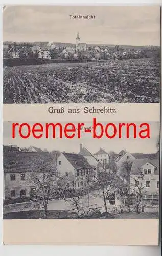76341 Mehrbild Ak Schrebitz Totalansicht und Dorfstrasse um 1920