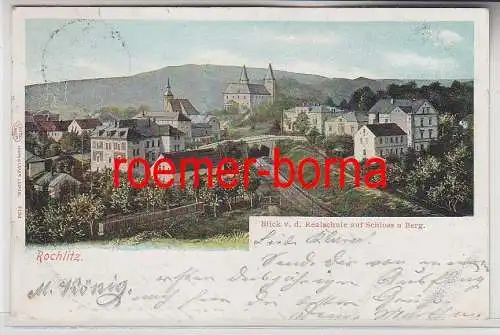 76649 Ak Rochlitz Blick v.d. Realschule auf Schloss u. Berg um 1900