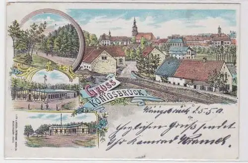 94633 Ak Lithographie Gruß aus Königsbrück Dorf und Truppenübungsplatz 1901