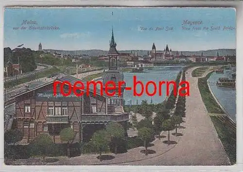 49663 Ak Mainz von der Eisenbahnbrücke mit Ruder-Verein um 1940