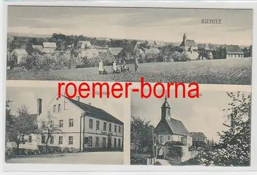 76222 Mehrbild Ak Kiebitz Totalansicht, Gasthof, Kirche um 1930