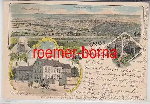 77222 Ak Lithografie Gruss aus Waldeck i.Thür. Gasthof z.alt. Schloss um 1900