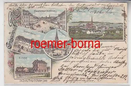 77755 Ak Lithographie Gruß aus Geringwalde Bahnhof usw. 1898