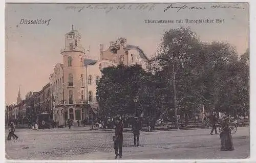 37061 ak Düsseldorf - Thurmstraße mit europäischem Hof 1907