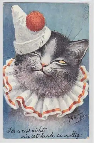 76239 Arthur Thiele Künstler Ak Katze "Ich weiss nicht mir ist heute so mollig"