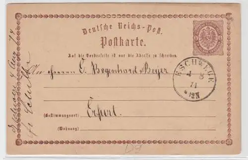 97473 DR Ganzsachen Postkarte Plattenfehler P1/D9 Eschwege nach Erfurt 1874