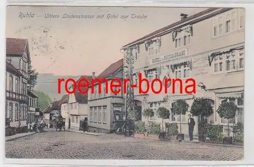 79121 Ak Ruhla unter Lindenstraße mit Hotel zur Traube 1912