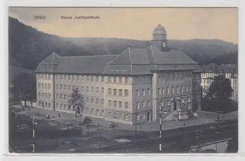 75290 AK Greiz - Neues Justizgebäude, Gebäudeansicht mit Außenanlage 1917