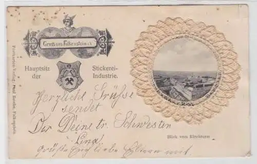 77466 Ak Gruß aus Falkenstein Hauptsitz der Stickerei-Industrie 1907