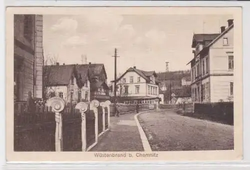 87745 Ak Wüstenbrand bei Chemnitz Strassenansicht 1917