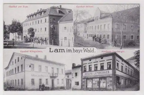 56815 Mehrbild Ak Lam im bayrischen Wald Gasthof zur Post usw. um 1920