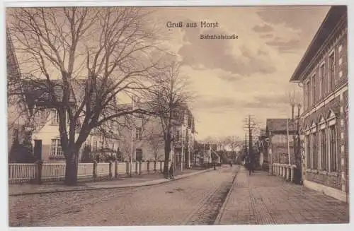 58170 Ak Gruß aus Horst Bahnhofstrasse 1928