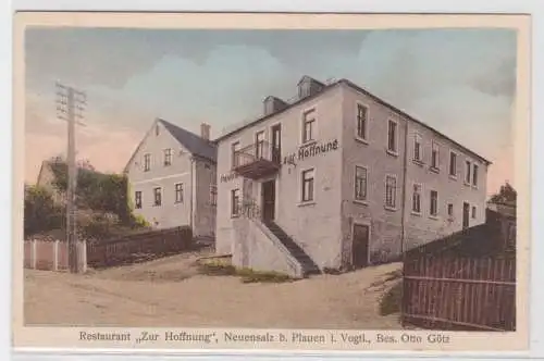 82360 Ak Neuensalz bei Plauen Restaurant "Zur Hoffnung" um 1920
