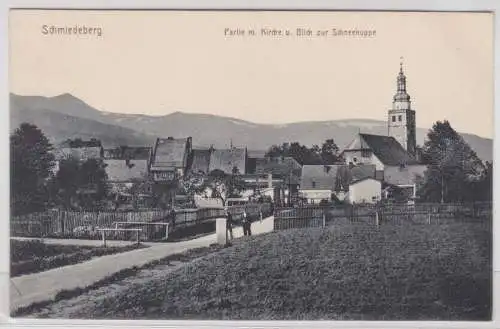 94568 AK Schmiedeberg - Partie mit Kirche und Blick zur Schneekoppe 