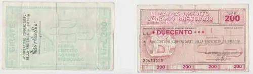 200 Lire Banknote Italien Banca Credito Agrario Bresciano 2.8.1976 (151854)