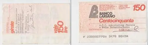 150 Lire Banknote Italien Italia Banco Lariano 10.01.1977 (155683)
