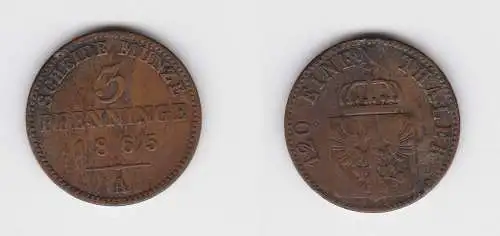 3 Pfennige Kupfer Münze Preussen 1865 A ss (124142)