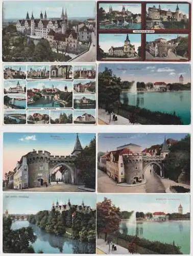88695 Ak 8x Merseburg - Schloß, Rathaus, Krummes Tor, Ständehaus, Waterloobrücke
