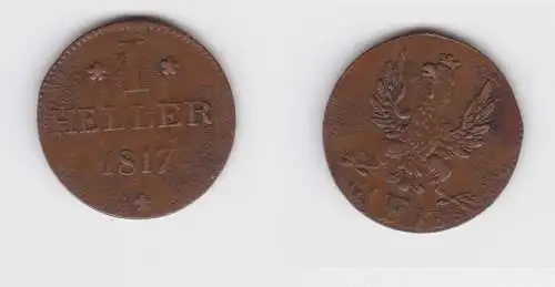 1 Heller Kupfer Münze Stadt Frankfurt 1817 f.ss (136159)