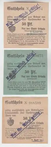 3 verschiedene 50 Pfennig Milch Gutscheine Stadt Leipzig (120642)