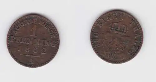 1 Pfennig Kupfer Münze Preussen 1862 A ss (132936)