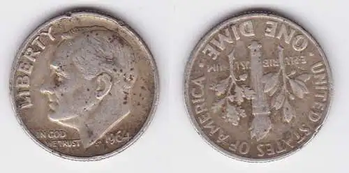 1 Dime Silber Münze USA 1964 (124436)