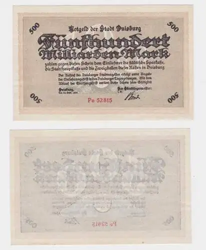 500 Milliarden Mark Banknote Stadt Duisburg 25.9.1923 (121279)