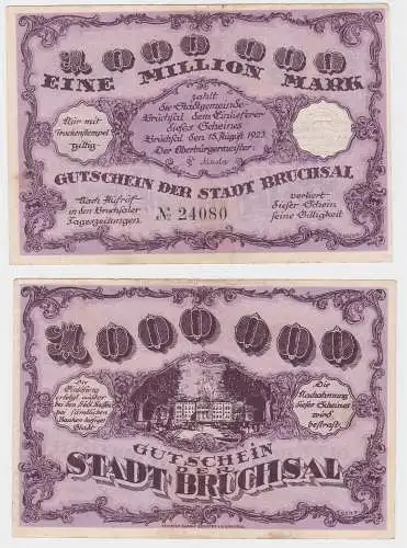 1 Million Mark Banknote Stadt Bruchsal 15.08.1923 (121300)