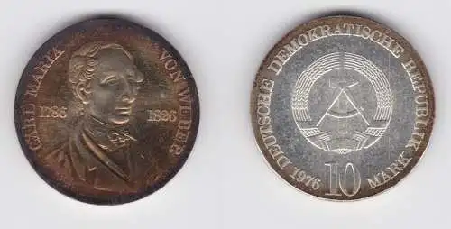 DDR Gedenk Münze 10 Mark Carl Maria von Weber 1976 Stempelglanz (136617)