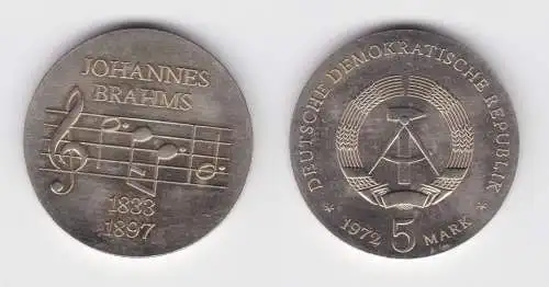 DDR Gedenk Münze 5 Mark Johannes Brahms 1972 Stempelglanz (136635)