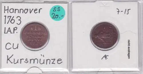 1 Pfennig Kupfer Münze Braunschweig-Wolfenbüttel 1763 IAP (121185)