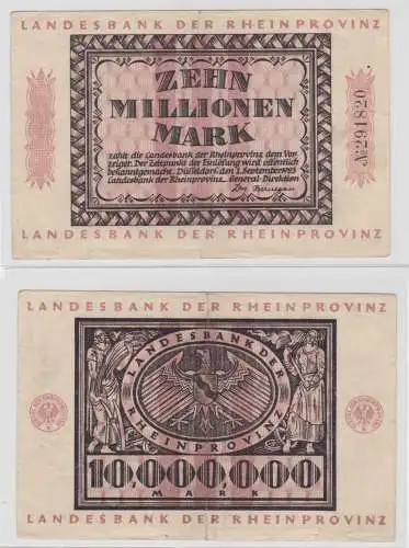 10 Mio. Mark Banknote Inflation Landesbank Rheinprovinz Düsseldorf 1923 (136038)