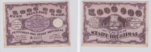 1 Million Mark Banknote Inflation Stadt Bruchsal 15.08.1923 (125915)