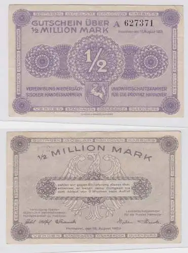 1/2 Million Mark Banknote niedrsächs.Handelskammern Hannover 15.8.1923 (122120)