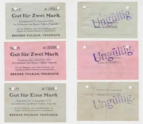 1 - 2 Mark Banknote Großnotgeld Bremer Vulkan, Vegesack Serie III - V (137425)
