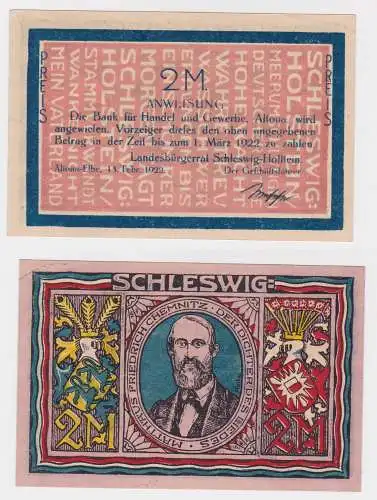 2 Mark Banknote Landesbürgerrat Altona Elbe 15.Februar 1922 (126234)