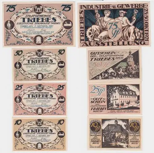 4 Banknoten Notgeld Städtische Sparkasse Triebes 1.10.1921 (121156)