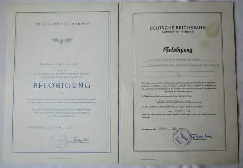 DDR Urkunde Belobigung Deutsche Reichsbahn Bahnhof Senftenberg (135007)