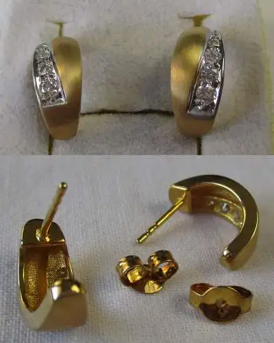 elegante 333er Gold Ohrringe mit farblosen Schmucksteinen (100665)