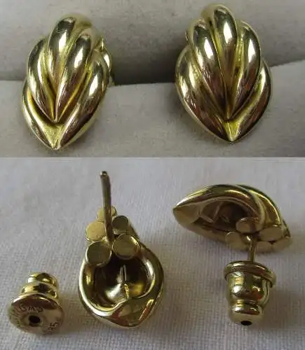 elegante 585er Gold Ohrringe in Form einer Blüte? (110799)