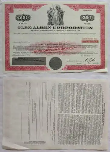 500 Dollar Aktie Glen Alden Corpotation New York 1988 (125196)