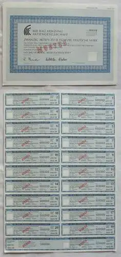 20 Stück x 50 DM Aktie MD Bau Holding AG München Juni 1992 (136220)